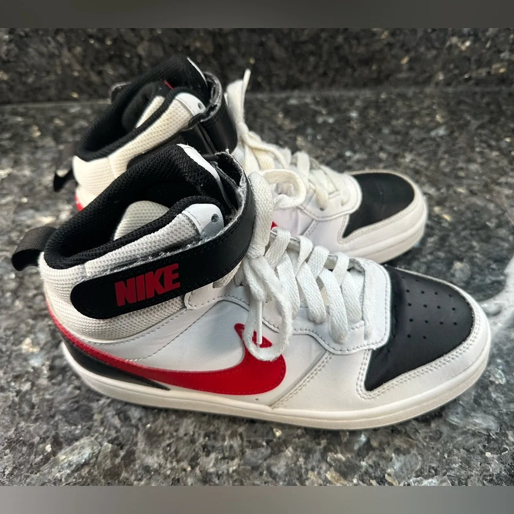 Nike Court Borough Mid 2 GS 'White Black University Red Size Big Lid Size 5